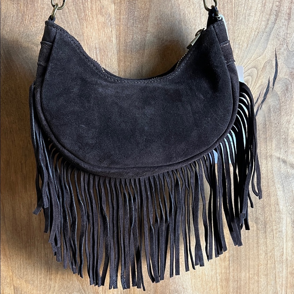 Marlon Firenze | Chocolate Leather Hobo Bag w/ Interchangeable Crossbody Strap - Picture 7 of 9